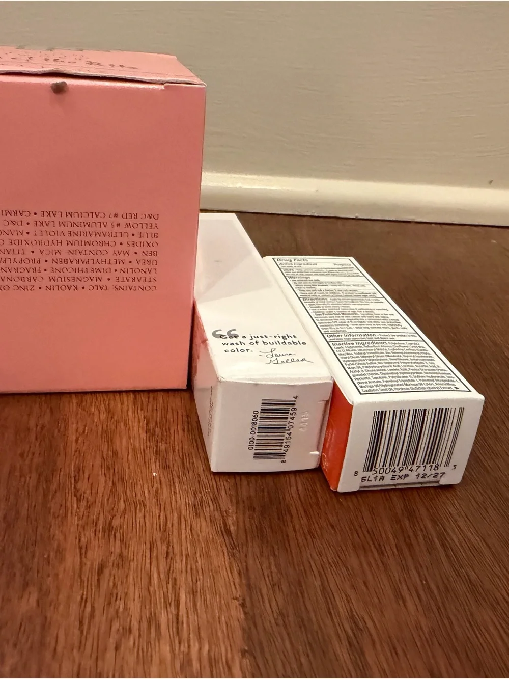 Laura Geller Pink Blush Stick & Lip Serum and charles of the ritz powder